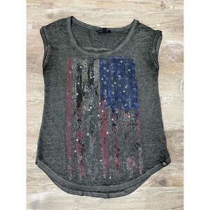 Rock & Republic Burn Out T-shirt Embellished Stars Distressed Women’s Sz XSmall
